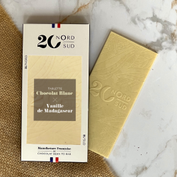 Tablette de chocolat blanc infusée à la vanille de Madagascar