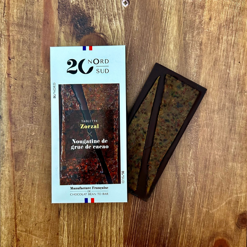 Tablette gourmande - Zorzal et Nougatine de Grué de Cacao