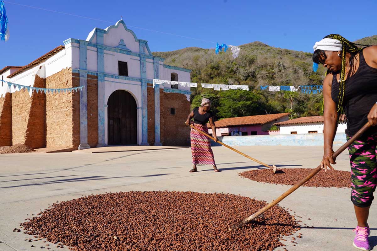 Cacao Chuao sur la place du village